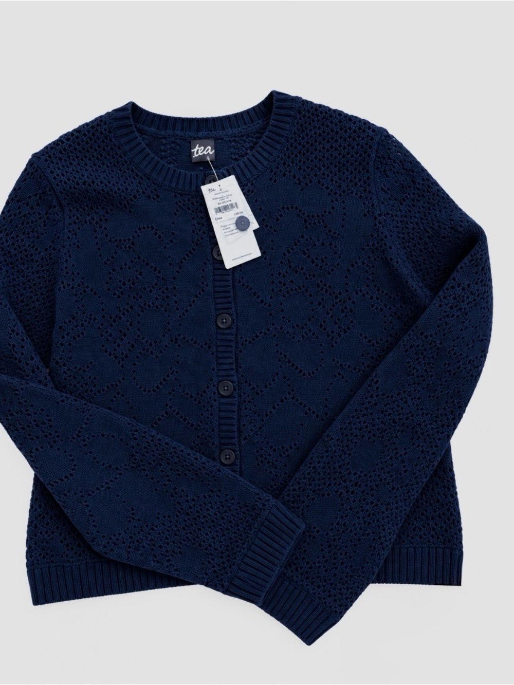 Tea Collection Navy Pointelle Cardigan Girls size 12